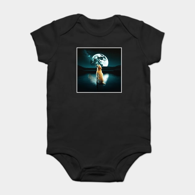 Golden Retriever Dog, Howling, Moon, Night sky Baby Bodysuit by logiamerch